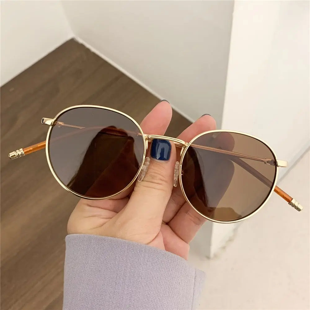 Women Men Sunglasses Round Sun Glasses Women's Metal Frame Eyewear Fishing Glasses UV400 Shades